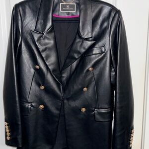 Vegan black leather blazer